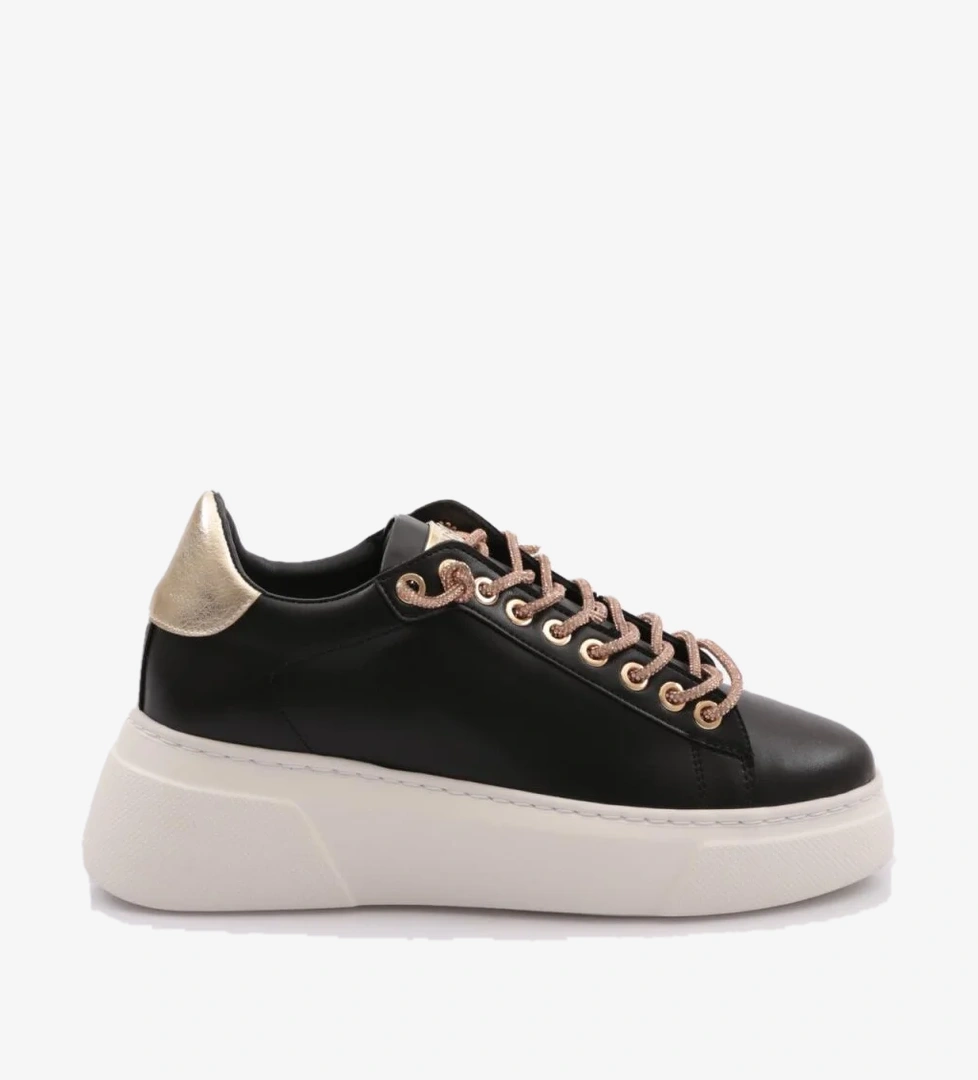 Es854 Kadin Kalin Taban Silver Taş Bağcikli Sneakers Ayakkabi