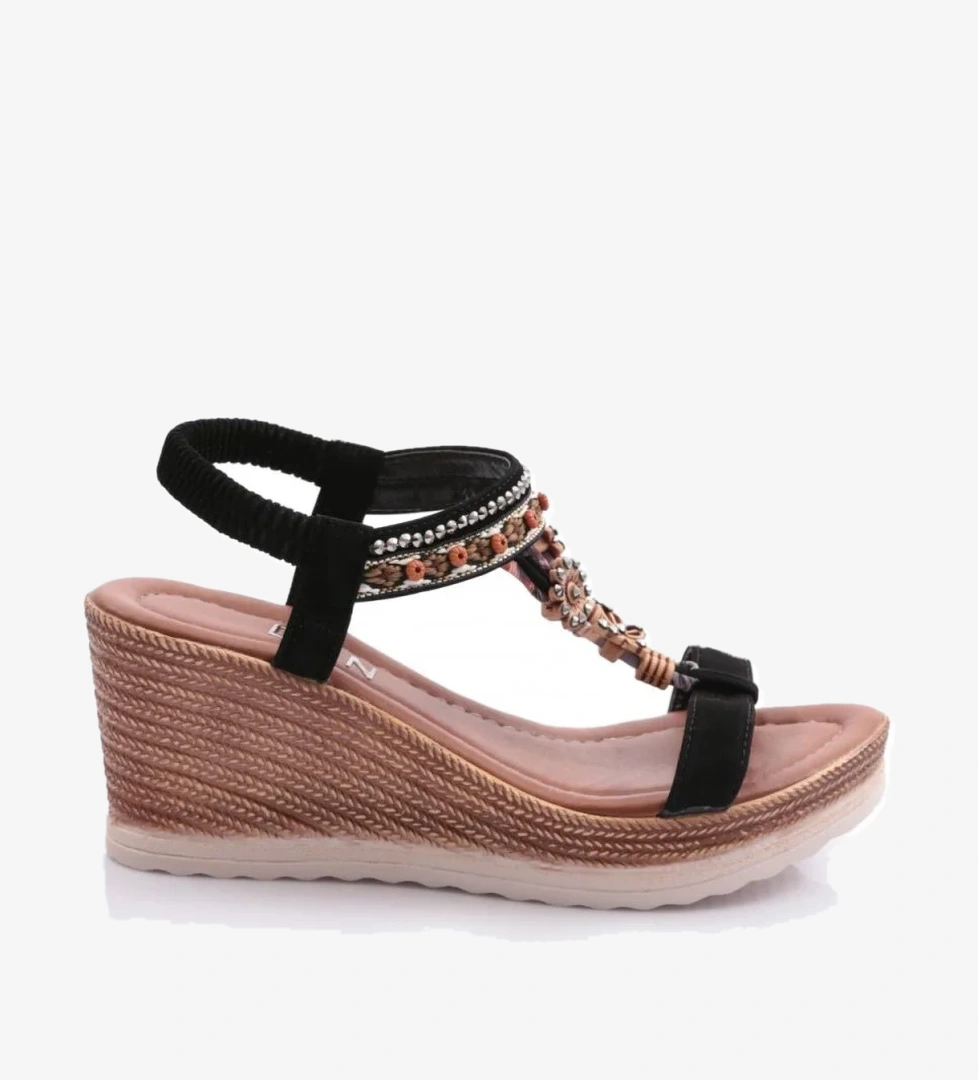 Dgn 1040 Kadin Yüksek Taban Örgü Detayli Sandalet model görseli