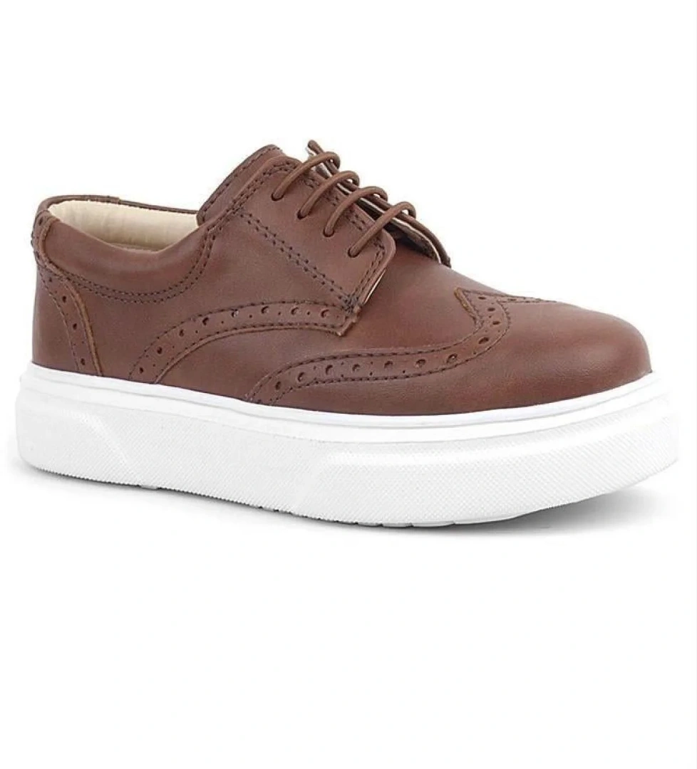 Taba Beyaz Taban Oxford Çocuk Klasik Ayakkabı - Görsel 1