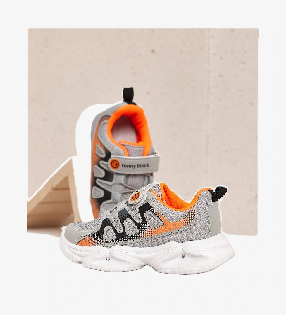 Çocuk Unisex Buz Portakal Rahat Kalıp Işıklı Cırtlı Ayakkabı