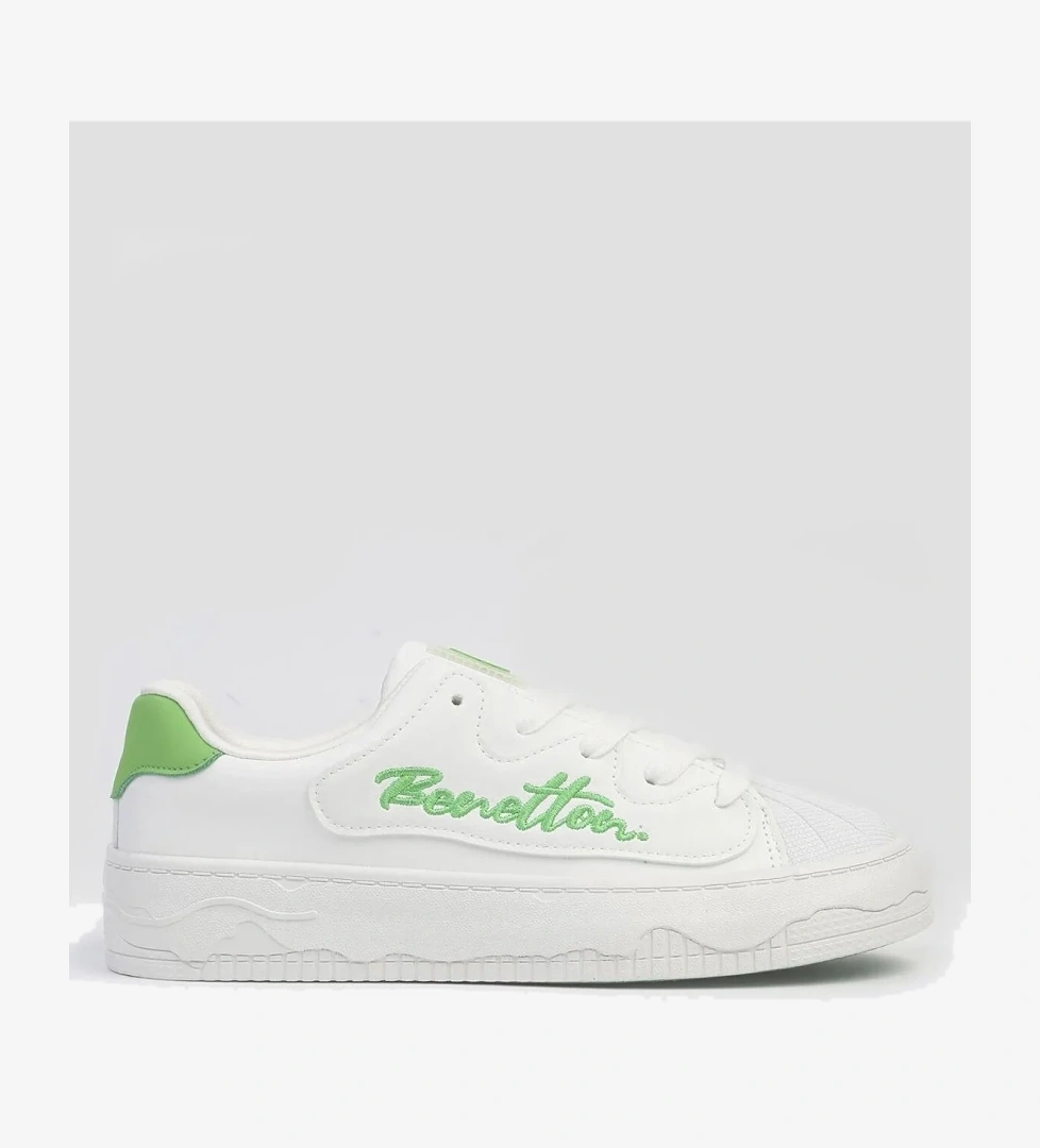 10102 Yüksek Taban Günlük Kadın Sneaker Ayakkabı Beyaz Yeşil