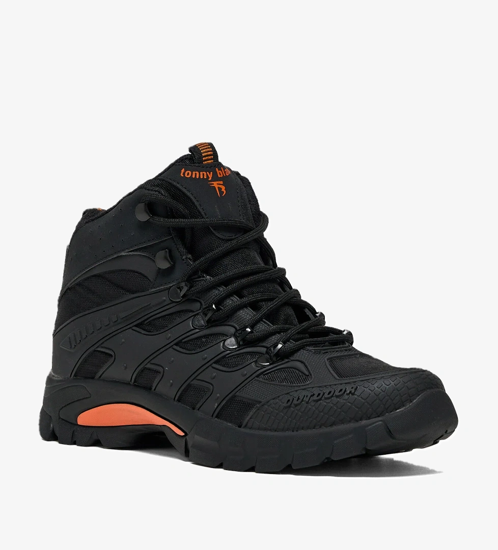 Unisex Turuncu Siyah Rahat Kalıp Suı İtici Özellikli Bağcıklı Unisex Bot