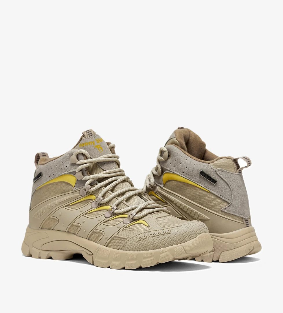 Unisex Bej Sarı Rahat Kalıp Suı İtici Özellikli Bağcıklı Unisex Bot - Görsel 1