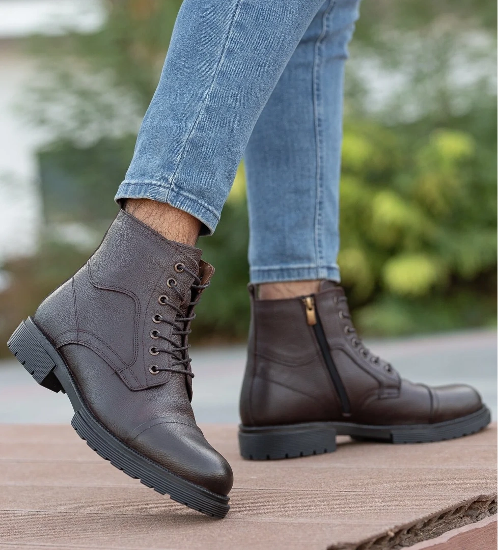 Garantili D4002 Hakiki Deri Soğuk Geçiremez Kışlık Erkek Bot