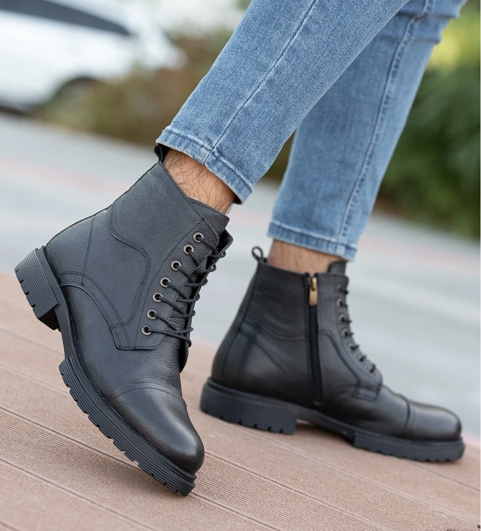 Garantili D4002 Hakiki Deri Soğuk Geçiremez Kışlık Erkek Bot