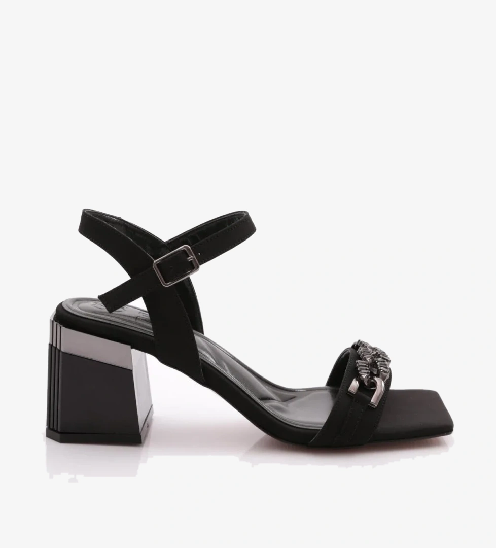 402 Kadin Taş Süslemeli Topuklu Ayakkabi