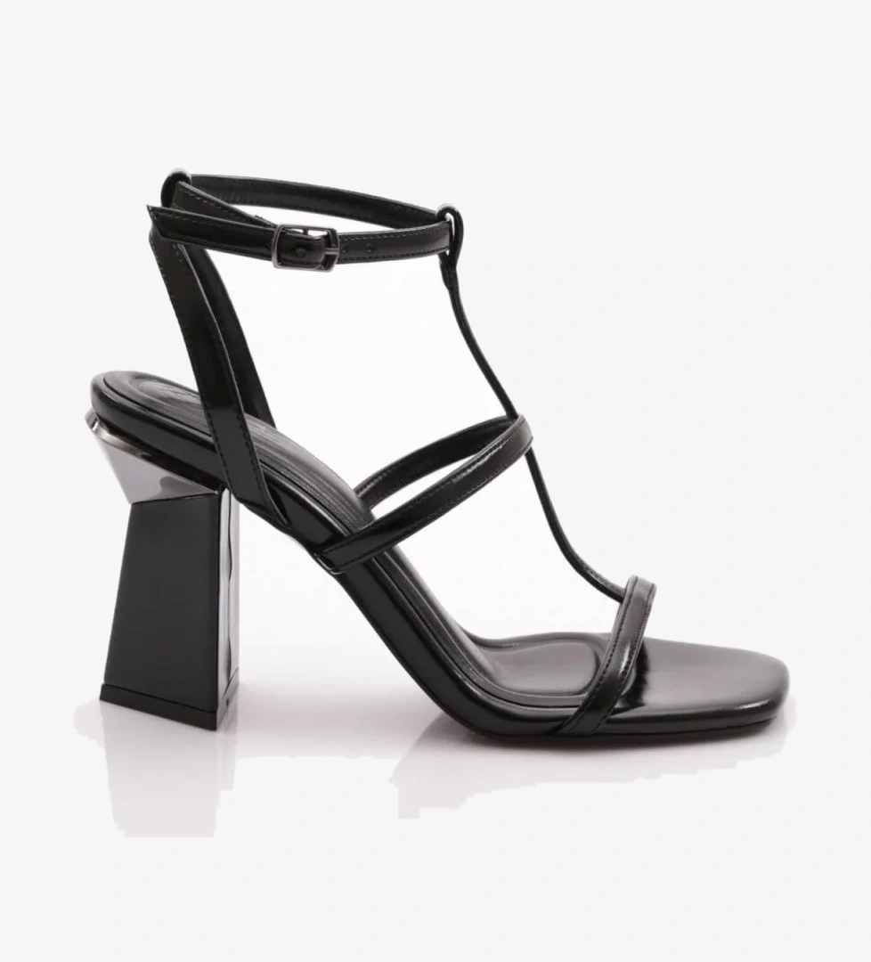 2439 Kadin Bilekten Bağlamali Topuklu Ayakkabi - Görsel 1