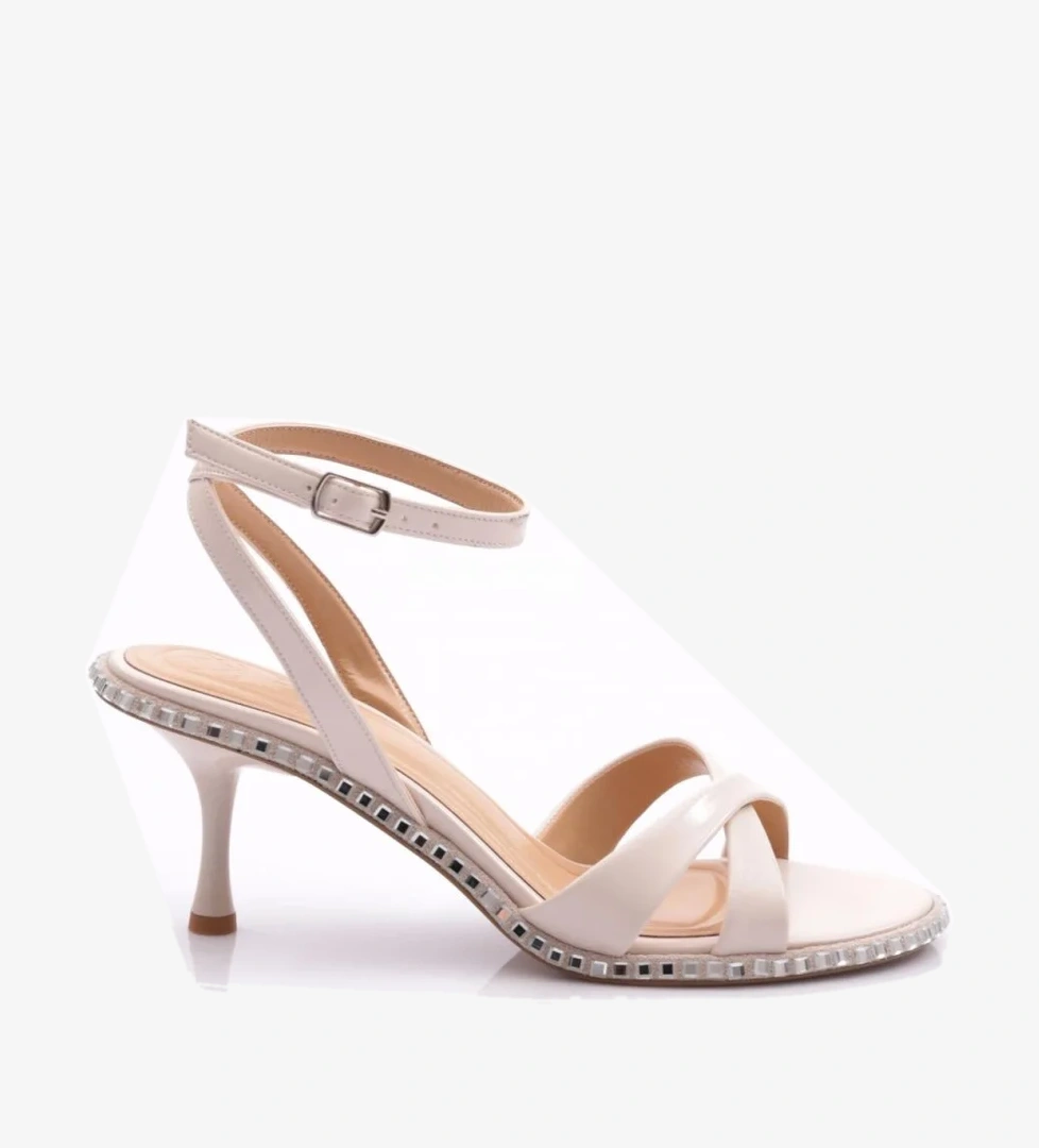 2416 Kadin Çapraz Bantli Topuklu Abiye Ayakkabi - Görsel 1