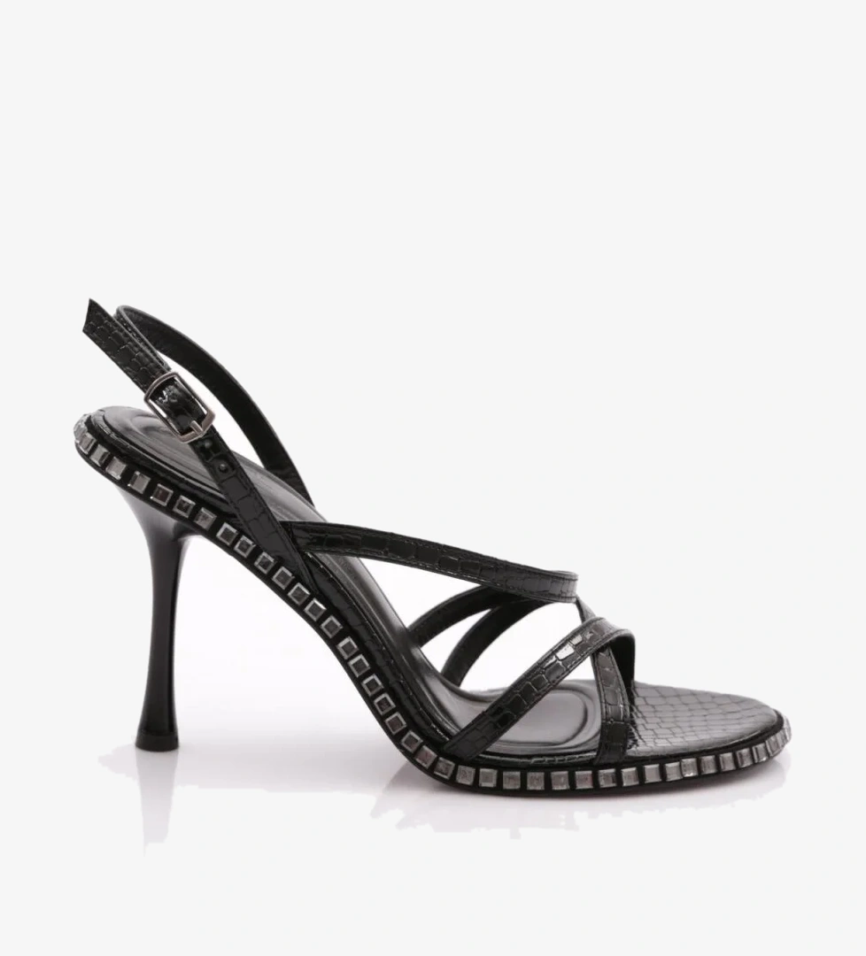 2432 Kadin Arkadan Bağlamali Topuklu Abiye Ayakkabi