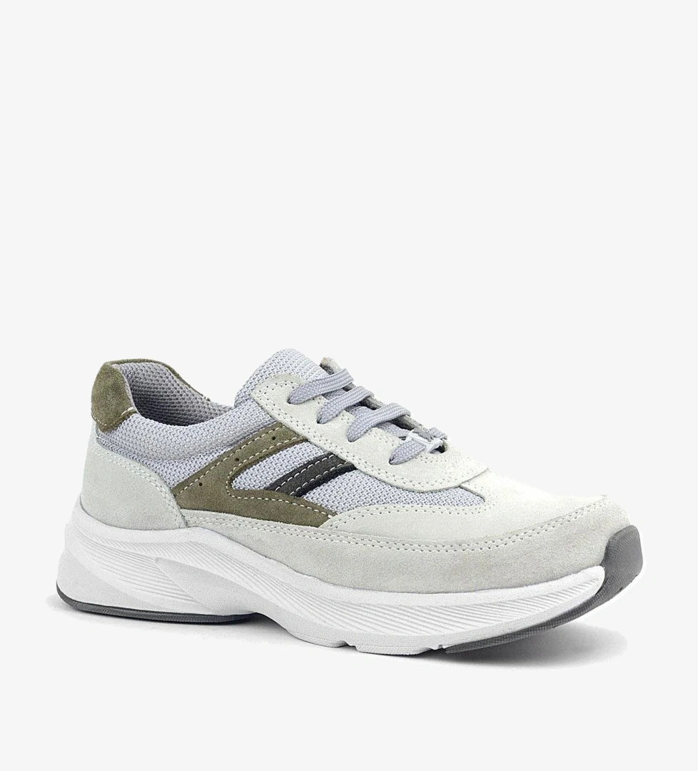 Rakerplus Hakiki Deri Anatomik Vizon Haki Bağcıklı Hafif Çocuk Spor Ayakkabı model görseli