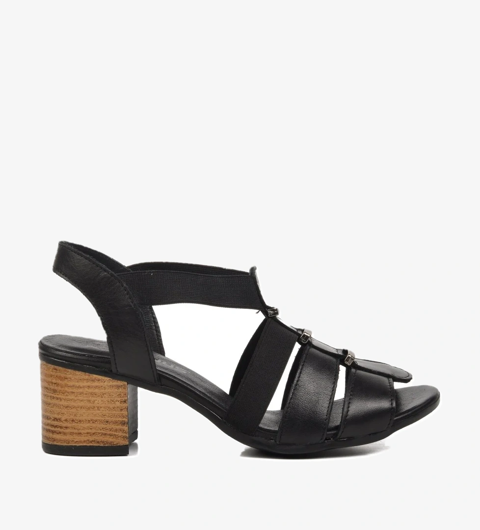 Venüs 1857227Y Siyah Hakiki Deri Kadın Topuklu Sandalet model görseli