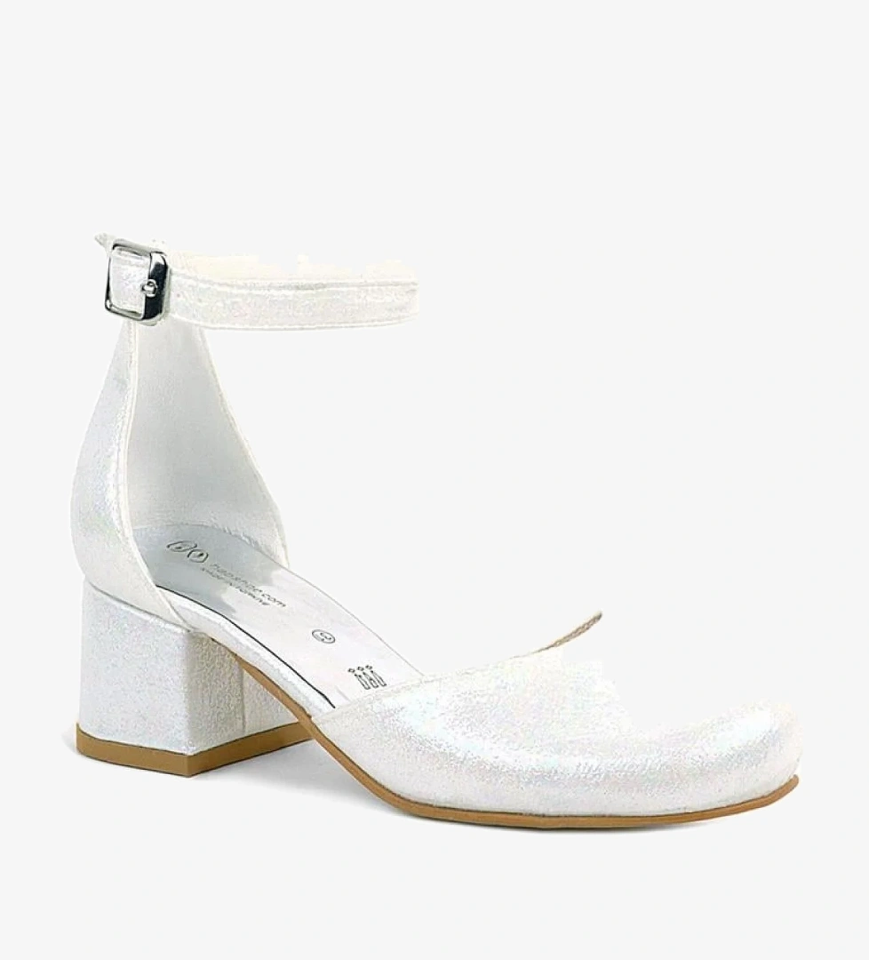 Hapshoe Kids Merida Sedef Parlak Simli Kalın Topuklu Kız Çocuk Topuklu Ayakkabı model görseli