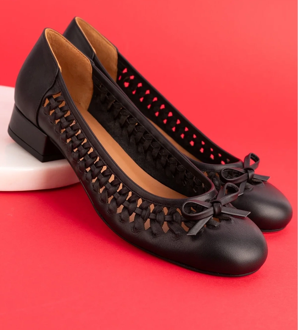 Gondol Kadın Hakiki Deri Günlük Kısa Topuklu Babet ss.2024