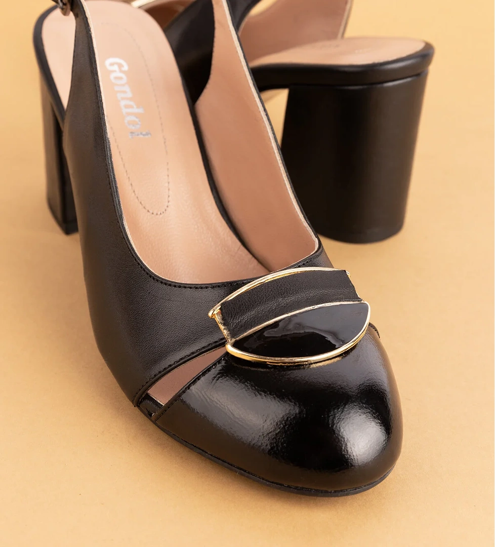 Gondol Kundura Gondol Hakiki Deri Toka Detaylı Şık Topuklu Ayakkabı Ast.6725 model görseli