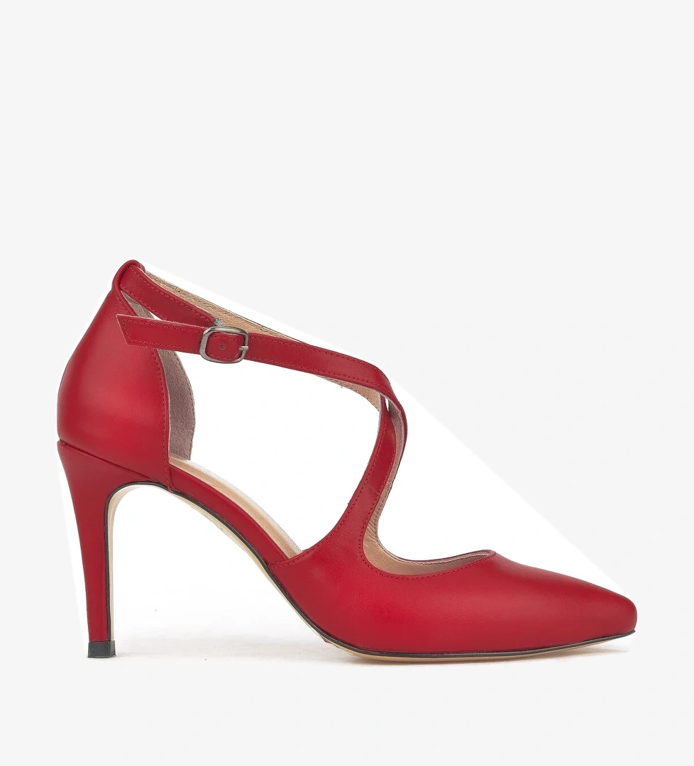 Kadın Hakiki Deri Topuklu Ayakkabı 1411003Z2423 Kırmızı - Görsel 1