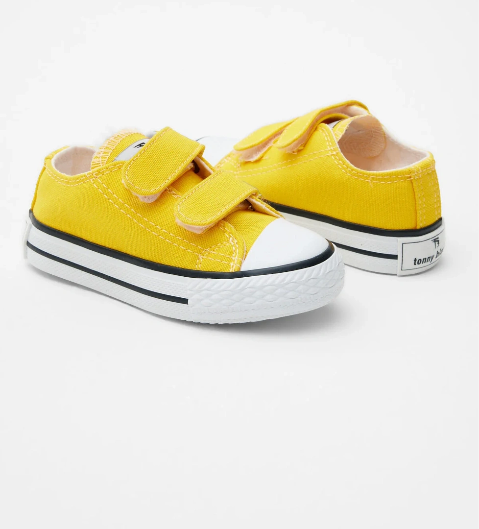 Çocuk Unisex Sarı Kauçuk Taban Keten Cırtlı Spor Ayakkabı