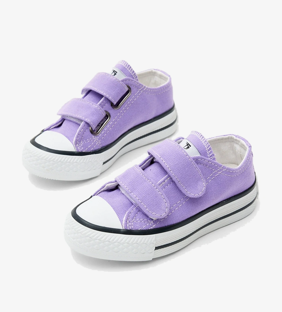 Çocuk Unisex Lila Kauçuk Taban Keten Cırtlı Spor Ayakkabı - Görsel 1