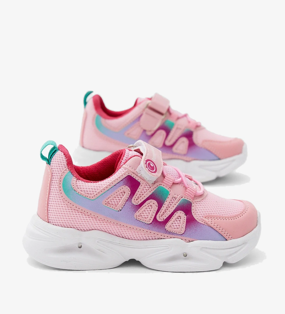 Çocuk Unisex Şeker Fuşya Rahat Kalıp Işıklı Cırtlı Ayakkabı