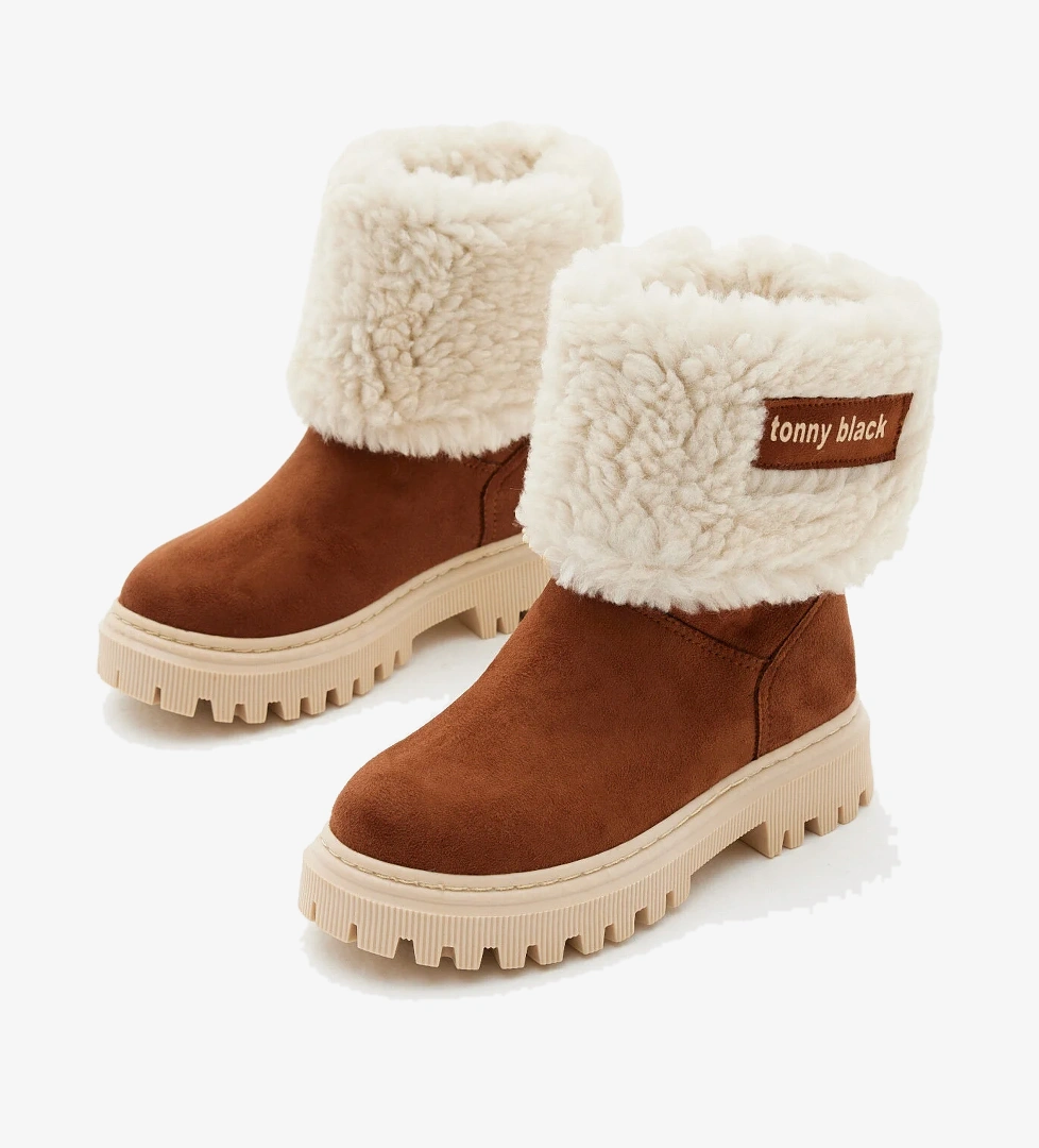 Kız Çocuk Taba Süet İçi Kürklü Bot - Görsel 1