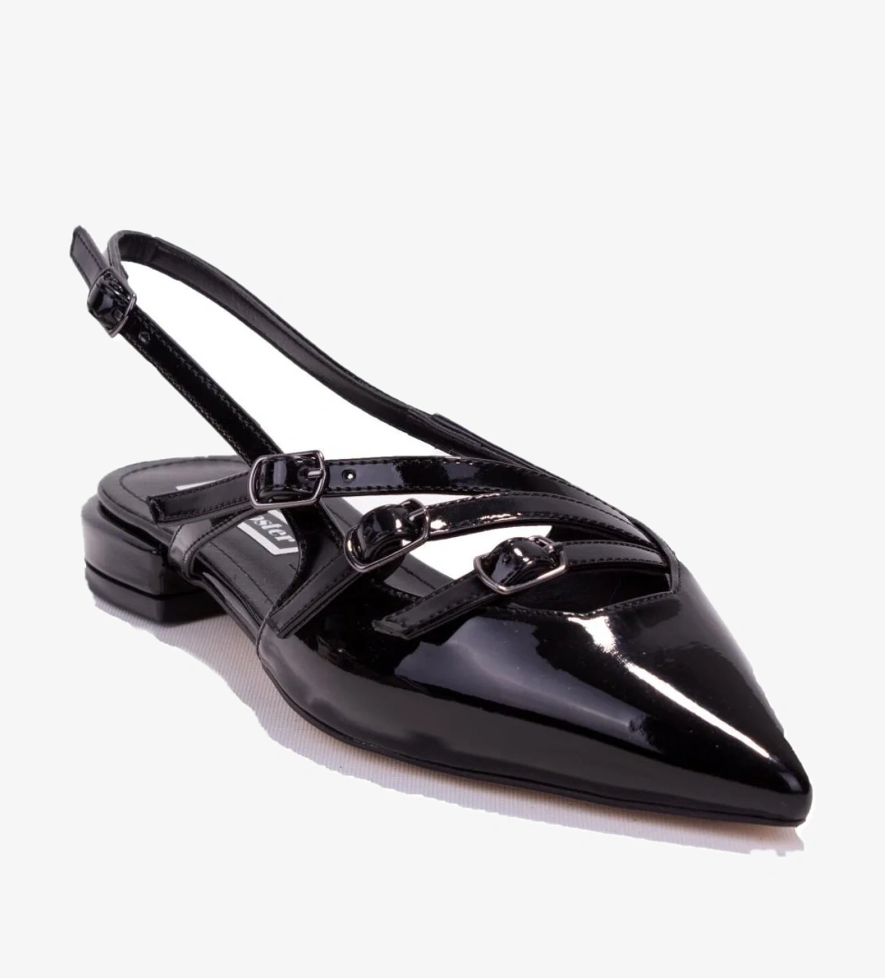 Dagoster Dza07-725488 Ten Siyah Rugan Klasik Topuklu Kadın Ayakkabı model görseli