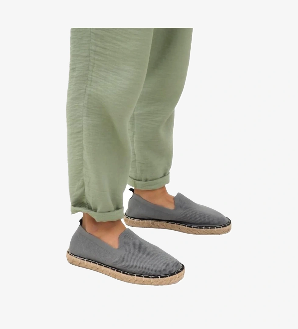 Unisex El Yapımı Triko Espadril GRI