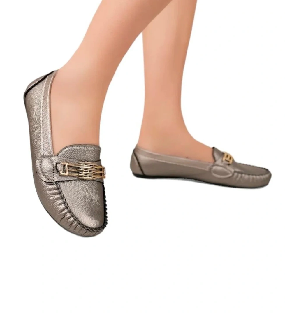 Kadın Hafif Taban Günlük Rahat Babet PLATİN