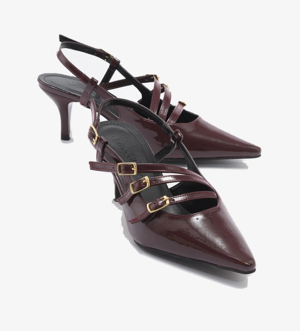 Kadın 4 Tokalı Topuklu Ayakkabı BORDO RUGAN