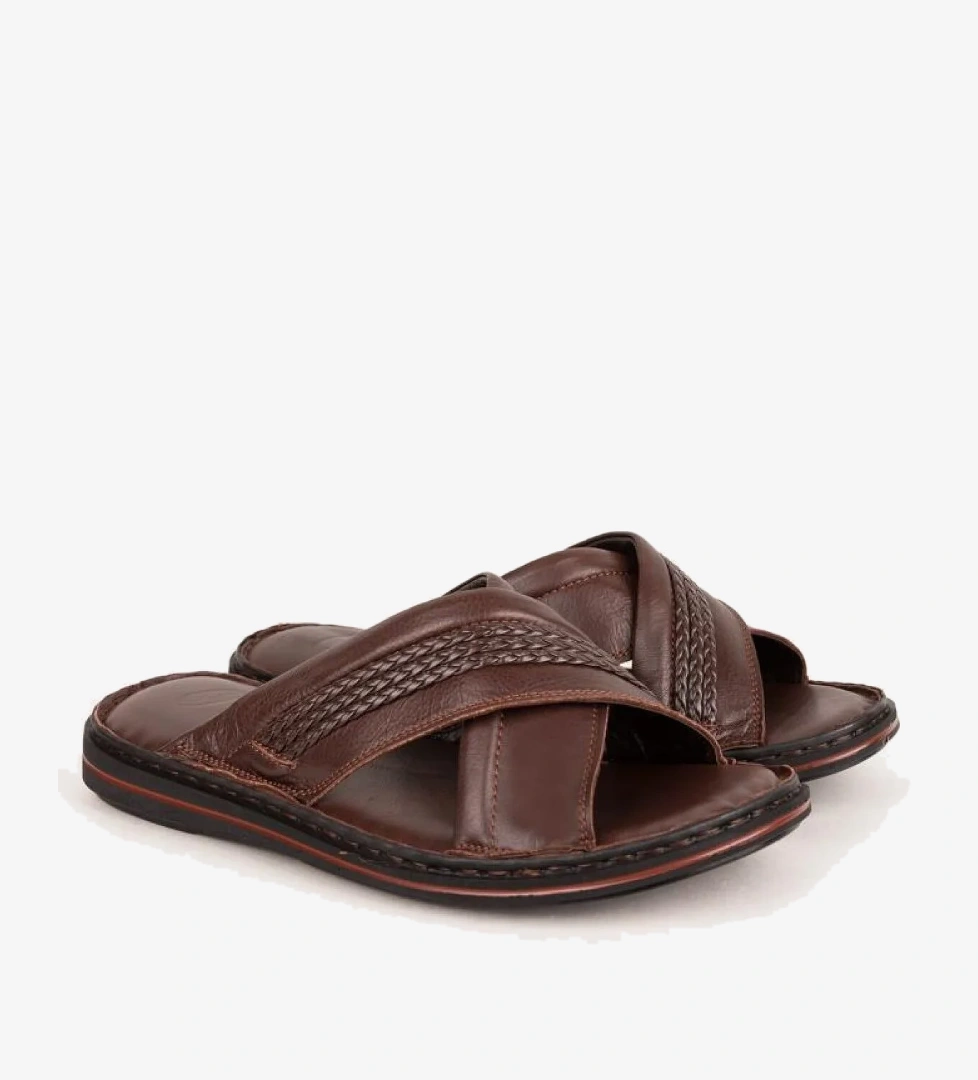 173-24 Hakiki Deri Anatomik Erkek Terlik - Görsel 1