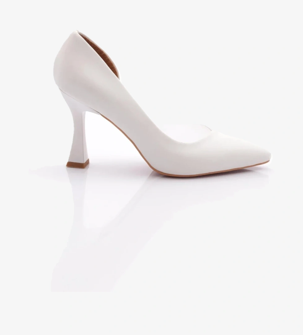 0653 Kadin Sivri Burun Parmak Dekolteli Yani Transparan Uzun Topuklu Ayakkabi