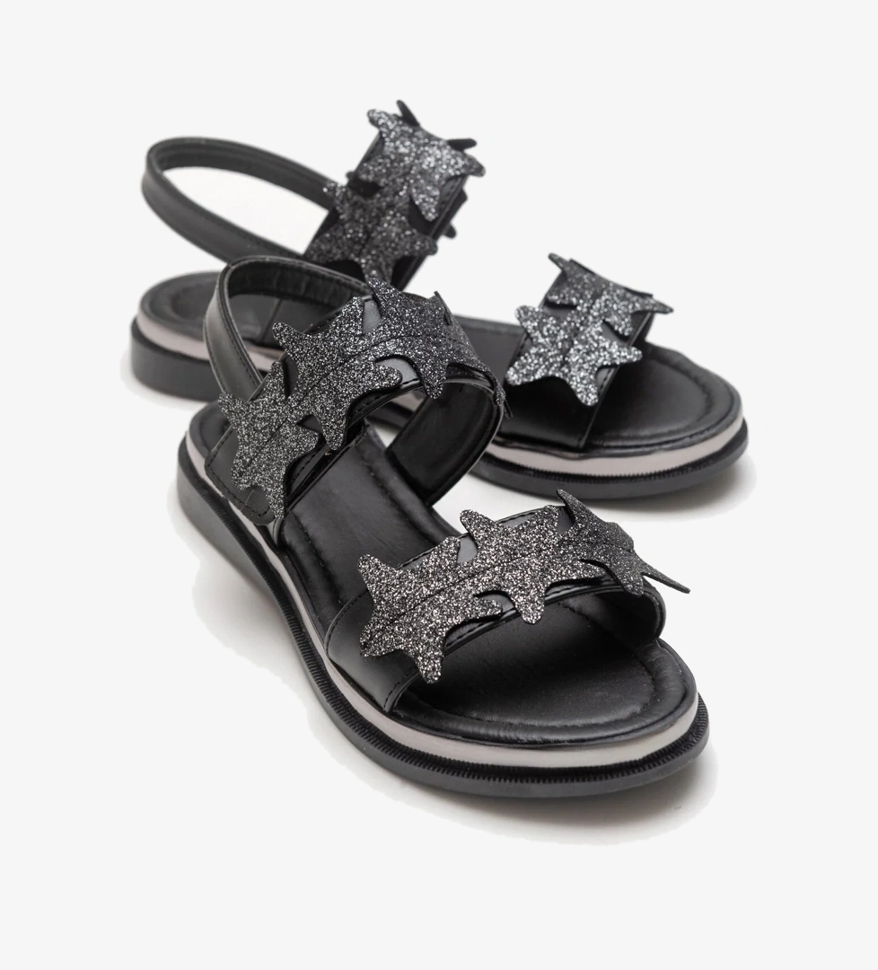 Kız Çocuk Siyah Anatomik Hafif Günlük Sandalet