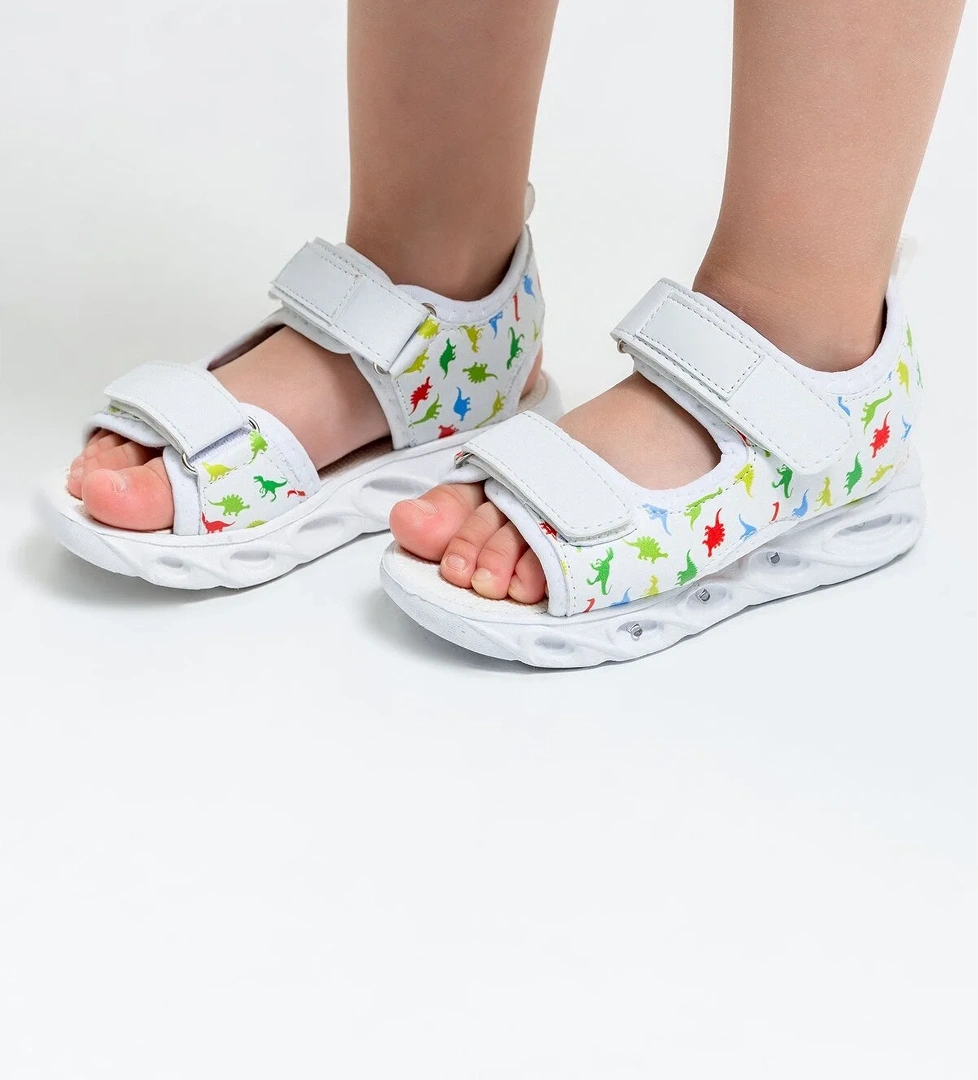 Erkek Çocuk Beyaz Işıklı Anatomik Hafif Spor Sandalet