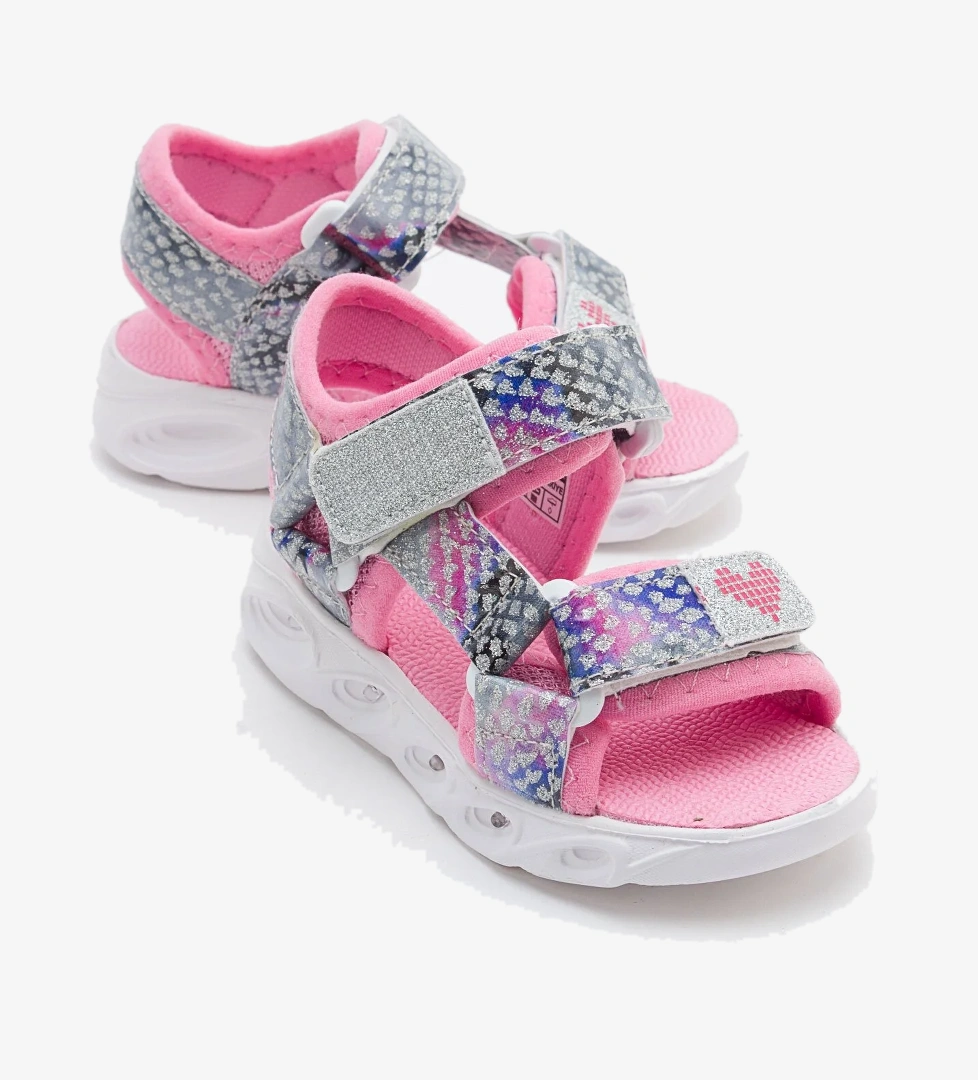 Kız Çocuk Gümüş Işıklı Anatomik Hafif Spor Sandalet - Görsel 1