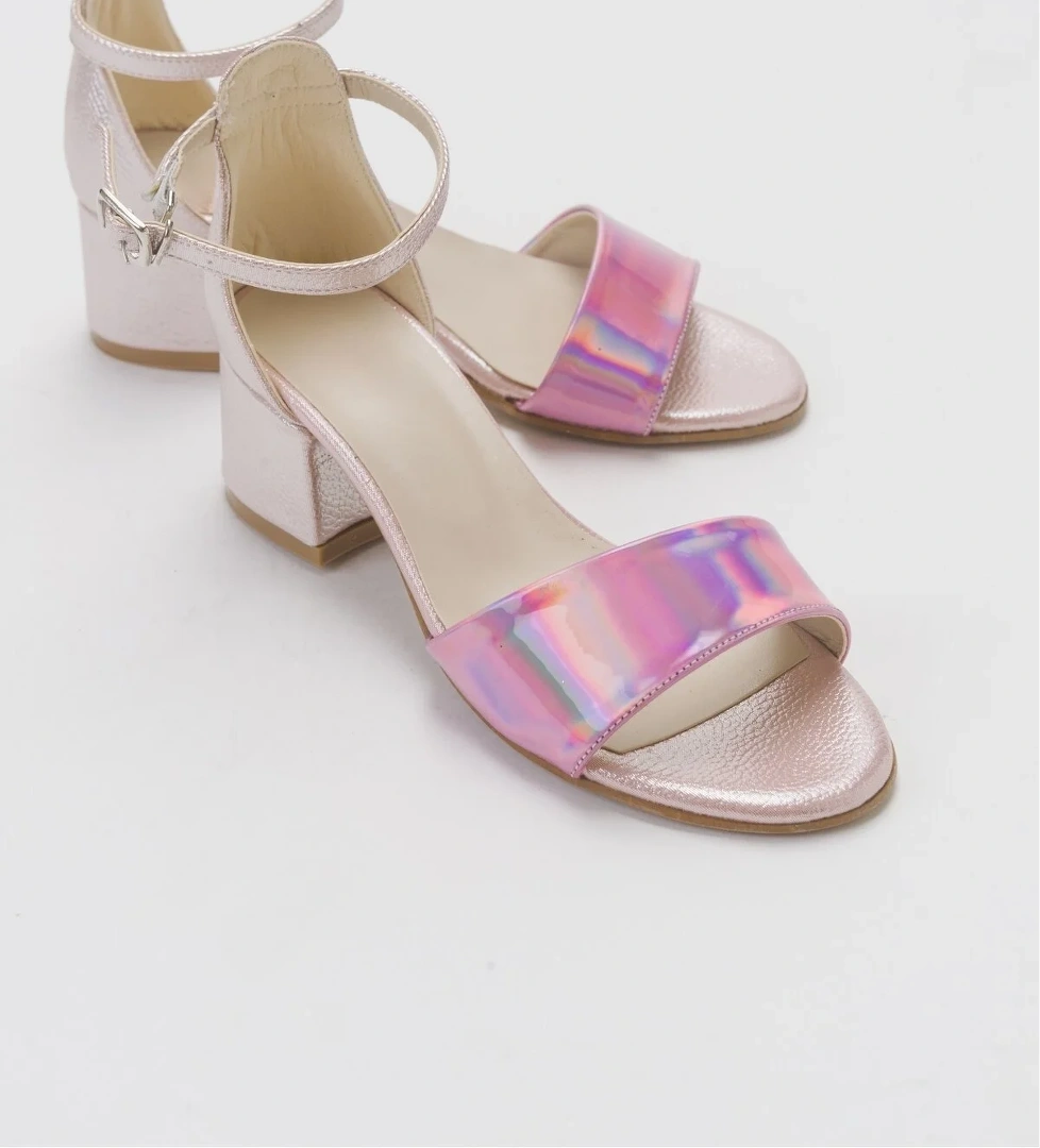 Kız Çocuk Pudra Topuklu Abiye Ayakkabı