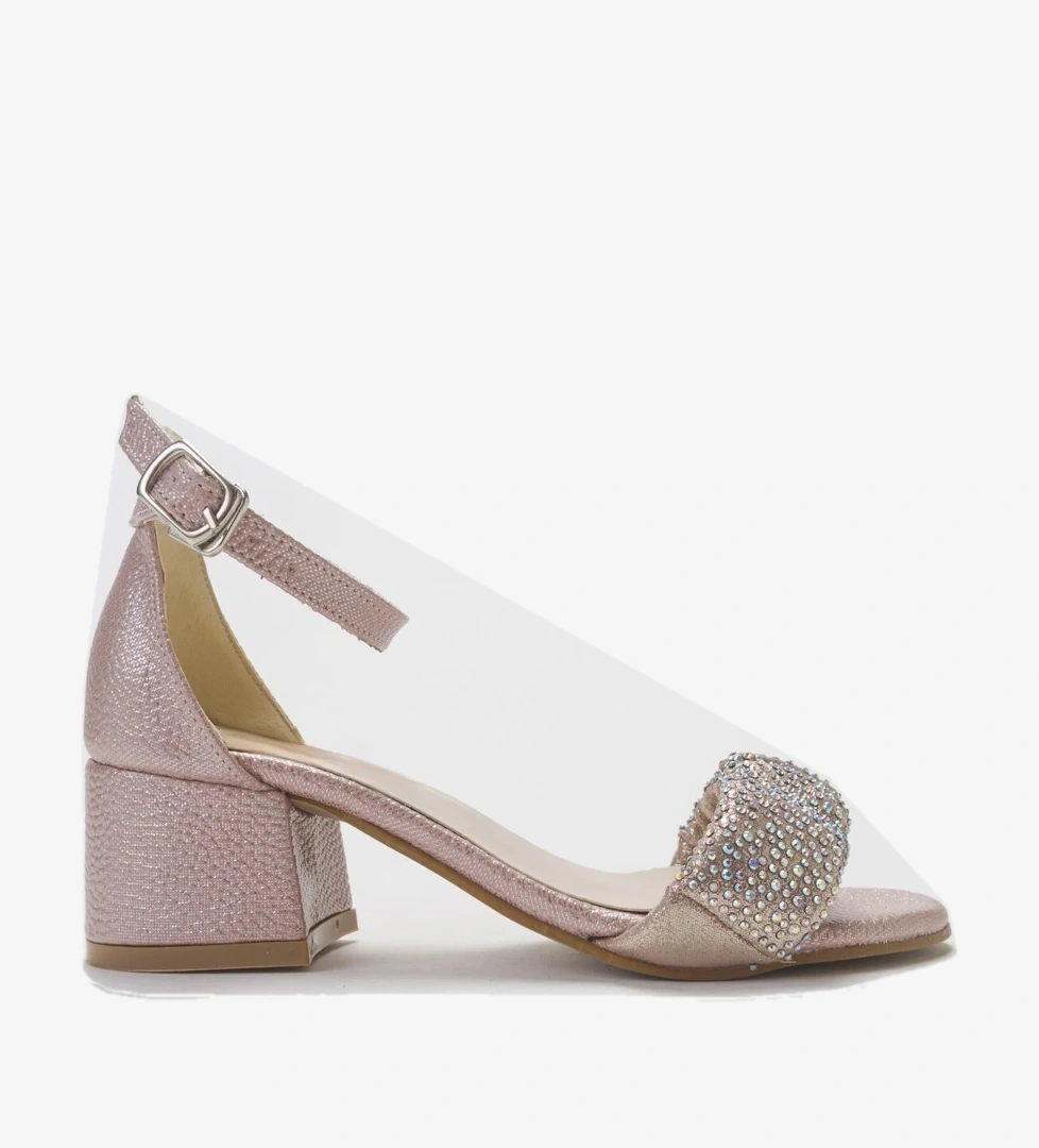 Mnpc Kız Çocuk Pudra Tasarım Topuklu Abiye Ayakkabı model görseli