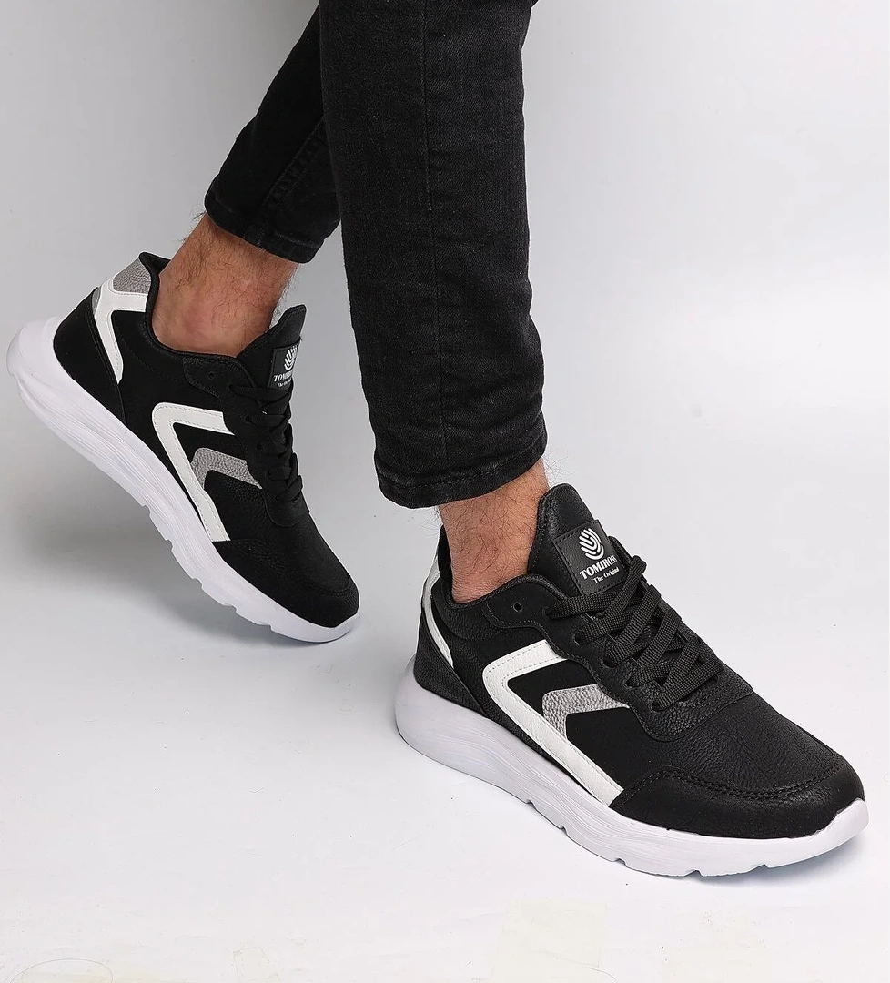 Wolden Erkek Siyah Beyaz Ortopedik Günlük Yürüyüş Spor Sneaker Ayakkabı Wldn-908