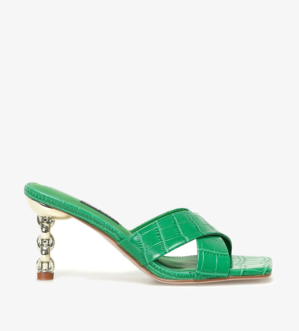 BEGARE 4FX Yeşil Kadın Topuklu Terlik - Görsel 1