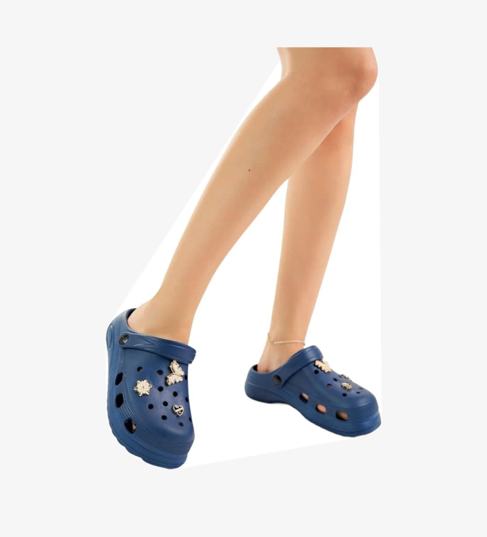 Yüksek Taban Aksesuarlı Kadın Sandalet LACİVERT