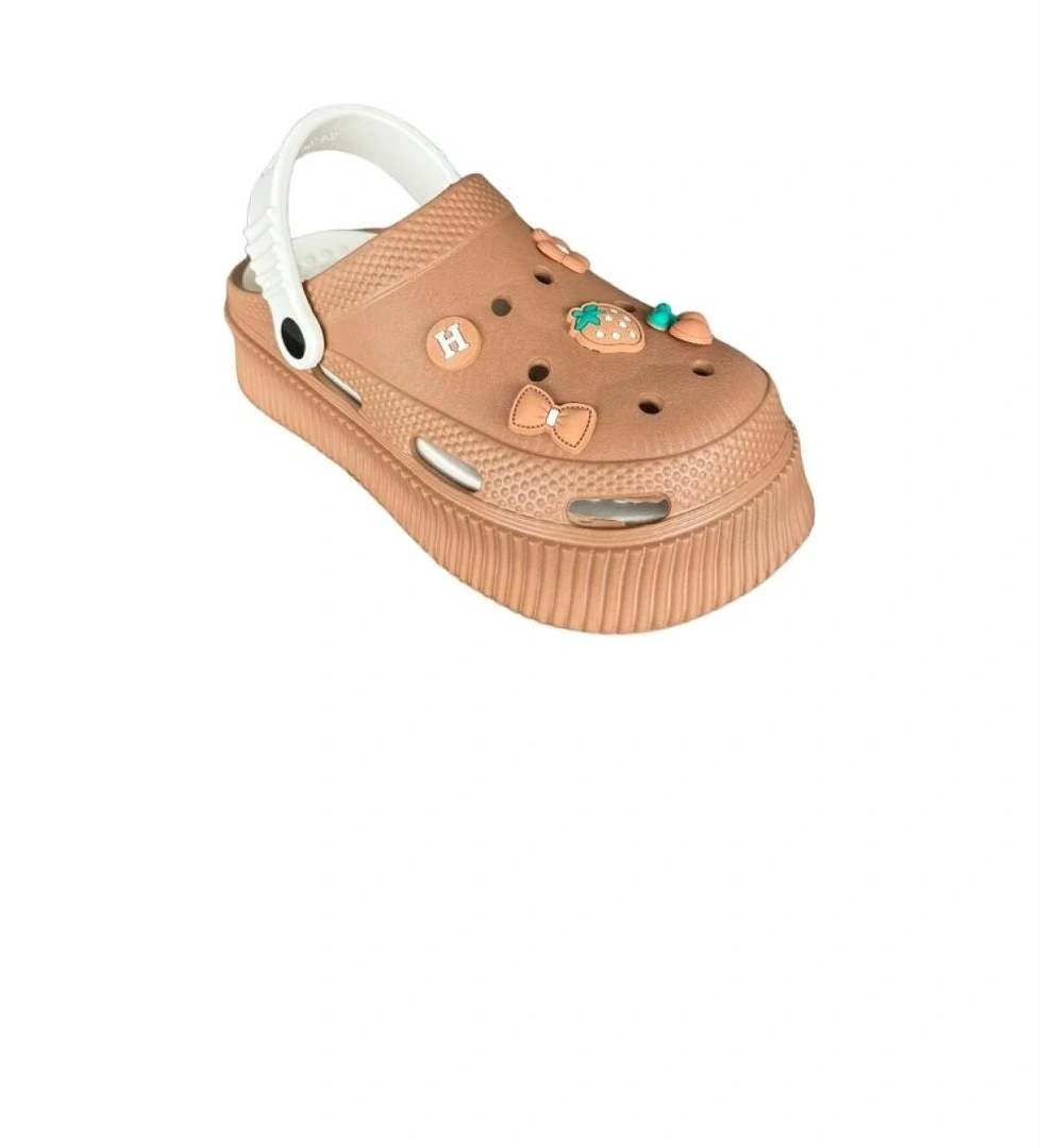 Yüksek Comfort Taban Kadın Sandalet KAHVERENGİ-BEYAZ