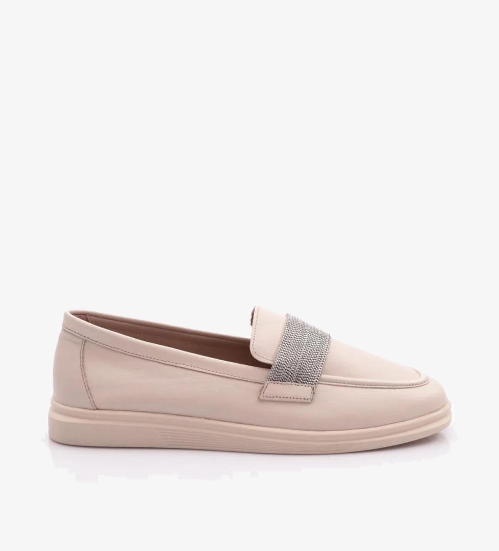 981S Kadin Şeritli Loafer Ayakkabi