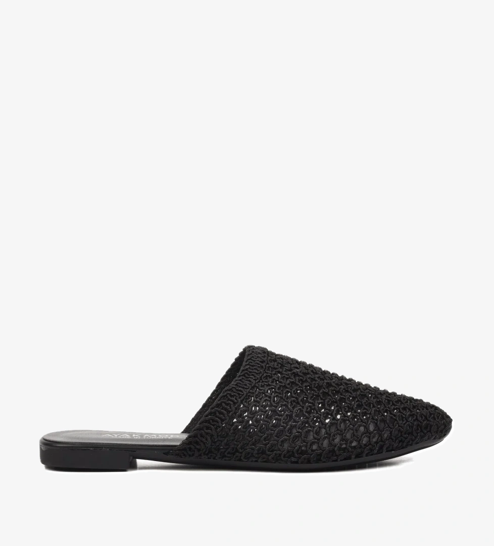 335166 Siyah Örgülü Kadın Sabo Terlik - Görsel 1