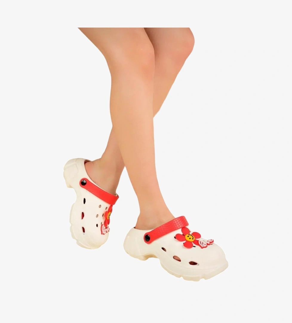 Yüksek Rahat Taban Kadın Sandalet KREM-PUDRA