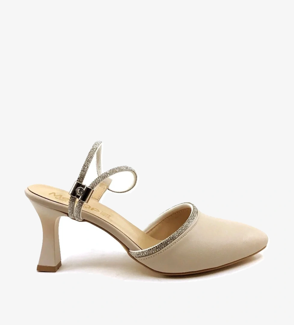 Mh 7,5 Cm Ten Taşlı Karnıyarık Kadın Topuklu Ayakkabı - Görsel 1