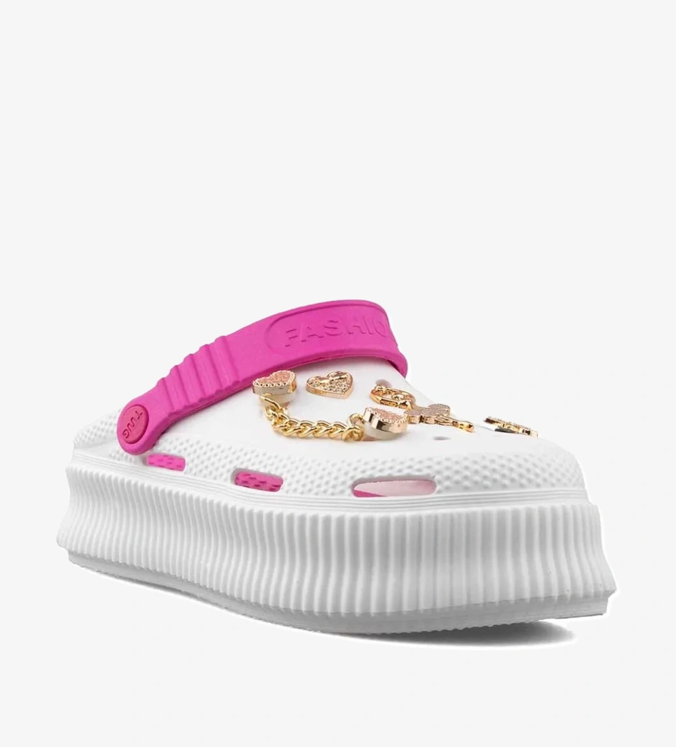 Twingo 312 Beyaz Kadın Taşlı Terlik - Görsel 1