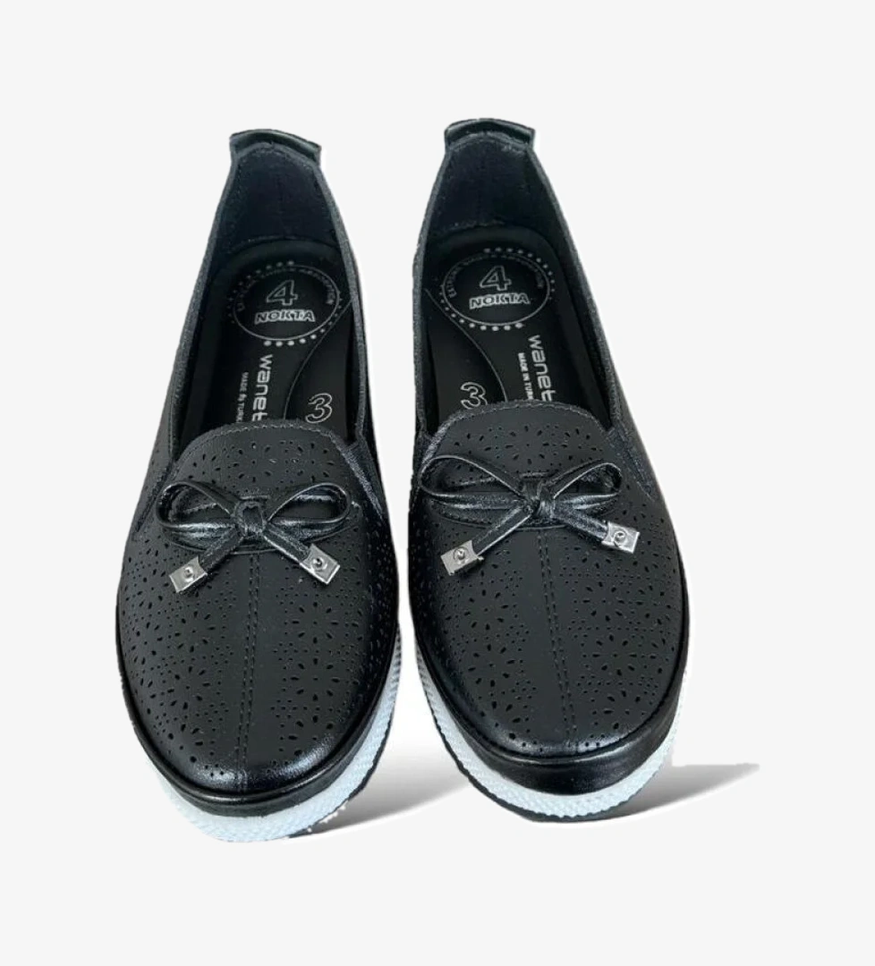 Ortopedik Hafif Rahat Taban Babet Ayakkabı SİYAH - BEYAZ - Görsel 1