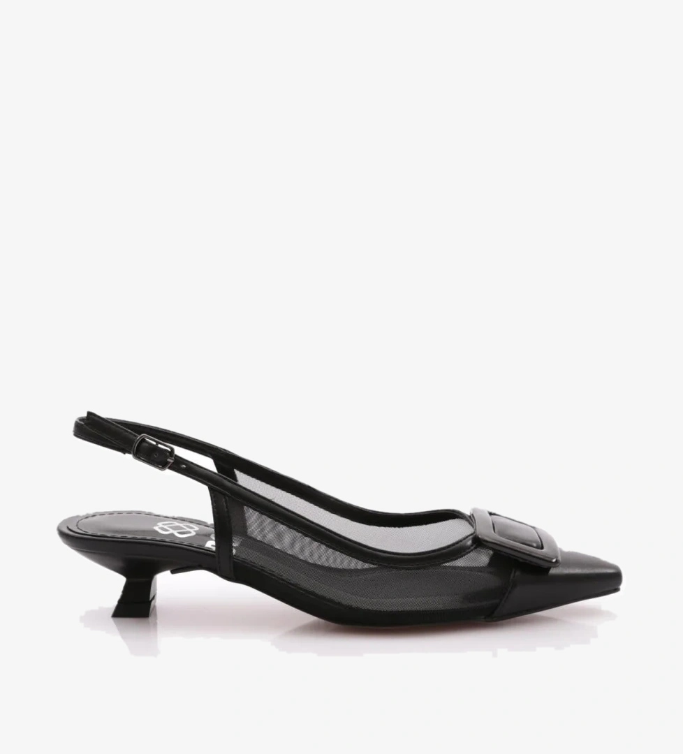 6355 Kadin Tokali Arkadan Bağlamali Topuklu Ayakkabi - Görsel 1