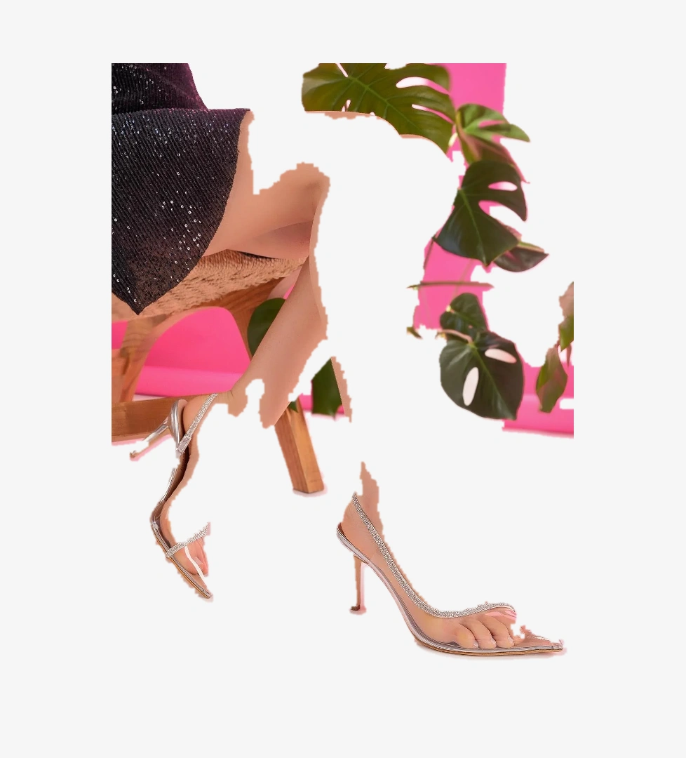 Sidney Kadın Prenses Taşlı Şeffaf Topuklu Abiye Ayakkabı