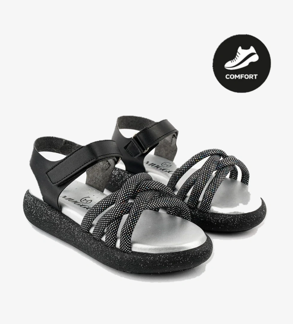 JAZZ Garantili Günlük Ortopedik Hafif Taban Örgü Detaylı Cırtlı Kız Çocuk Sandalet