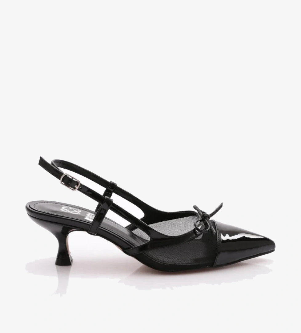 6856 Kadin İp Kurdela Desenli Topuklu Ayakkabi