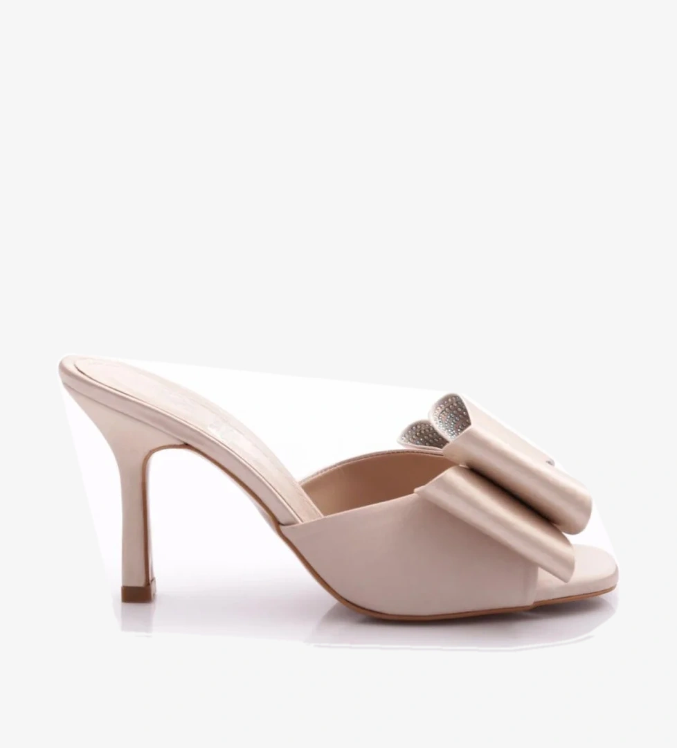 6302 Kadin Kurdela Desenli Topuklu Terlik - Görsel 1