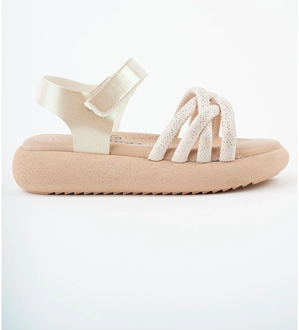 JAZZ Garantili Günlük Ortopedik Hafif Taban Örgü Detaylı Cırtlı Kız Çocuk Sandalet